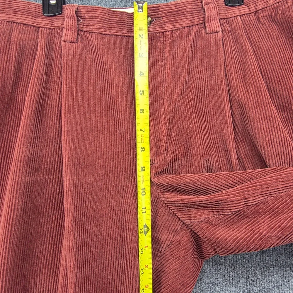LL Bean Comfort‎ Waist Corduroy Pants Men 38 Red/Orange Pleated Casual